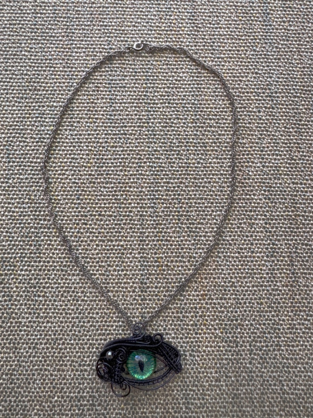 Twisted Wire Goth Eye Pendant - handmade - Picture 2 of 6